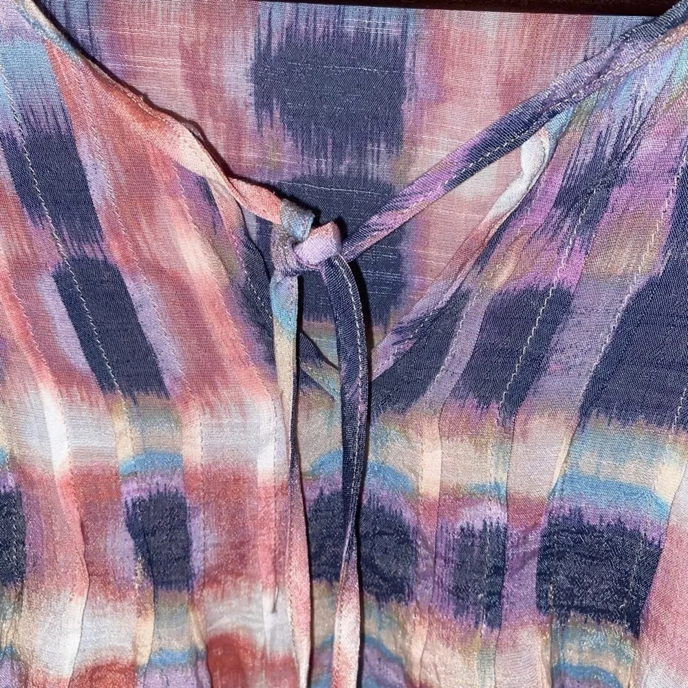 Indigo Rose Pink Purple & Blue Plaid Ruffle Blouse